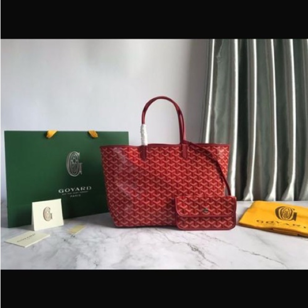 Goyard Red Tote with Coordinated Pouch Medium